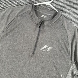 Formula 1 Pullover Shirt Mens Large Gray Short Sleeve 1/4 Zip Mock Neck Active